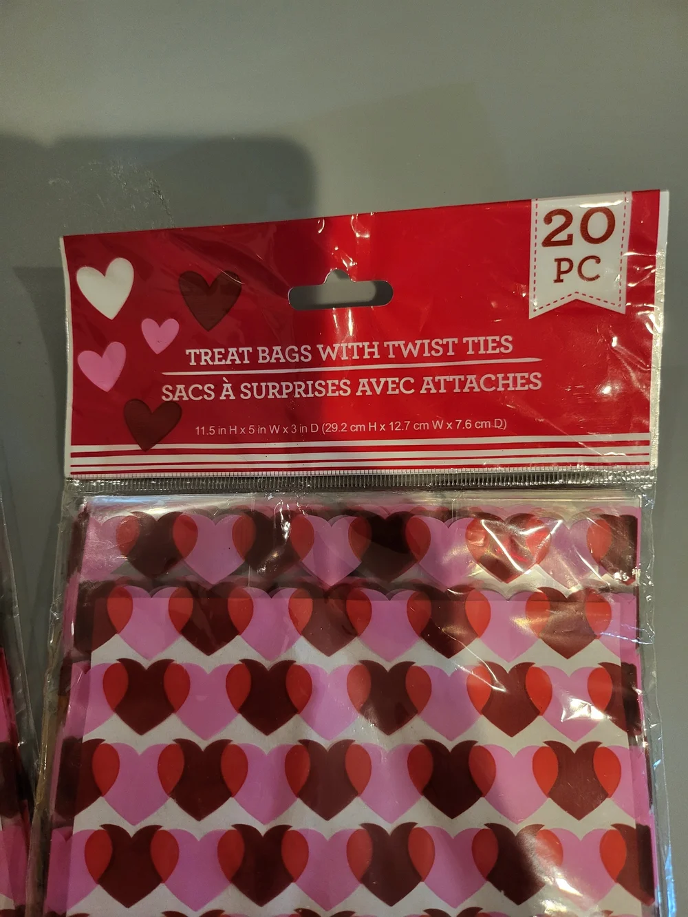 Valentine Heart Treat Bags w/ Ties 40 Count NEW